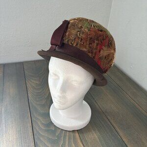 Vintage Henry Pollak Nom de Plume Velvet & Feathers Cloche Hat w/ Netting Medium